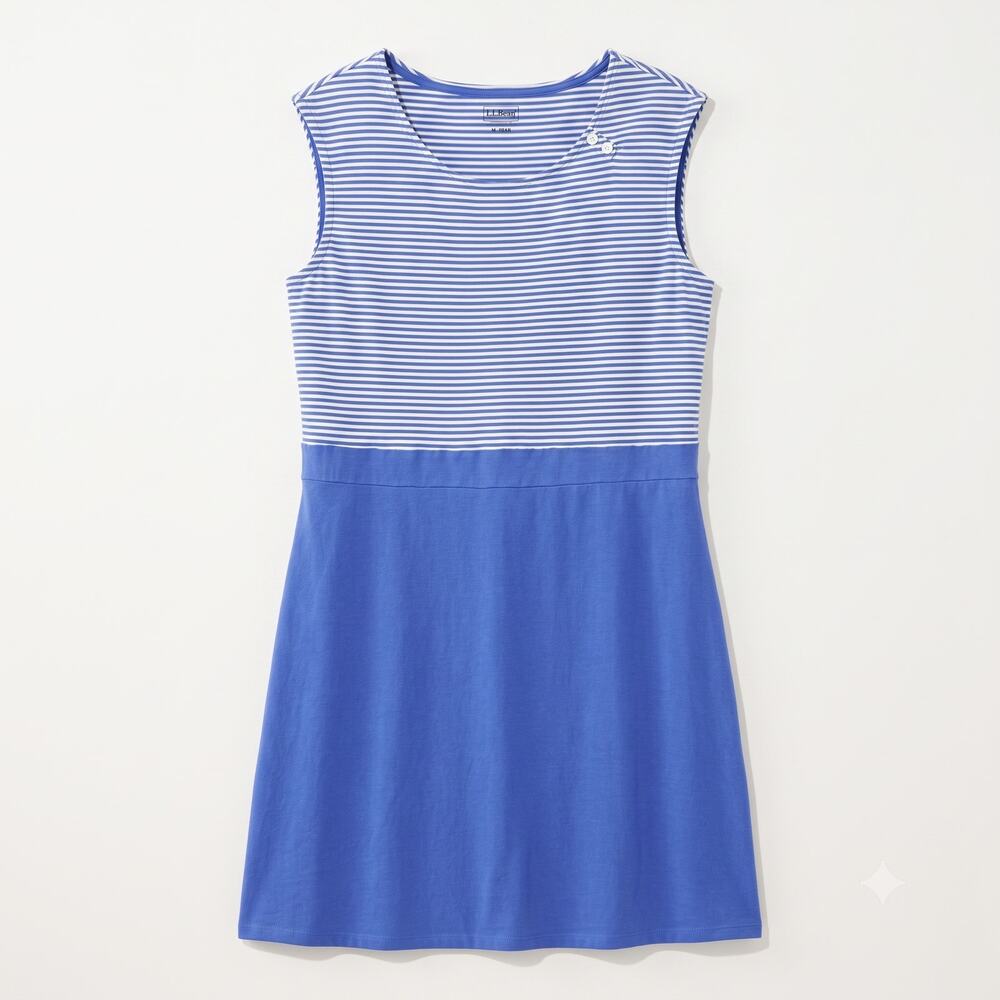 L.L.Bean Womens XL Coastal Preppy Nautical Modal Colorblock Striped Sundress
